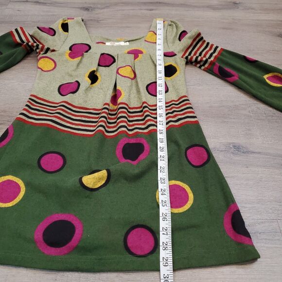 Aryeh Longsleeve Tunic Top Tie Back S Polka Dot Artsy Art to Wear Boho Retro - Picture 7 of 11